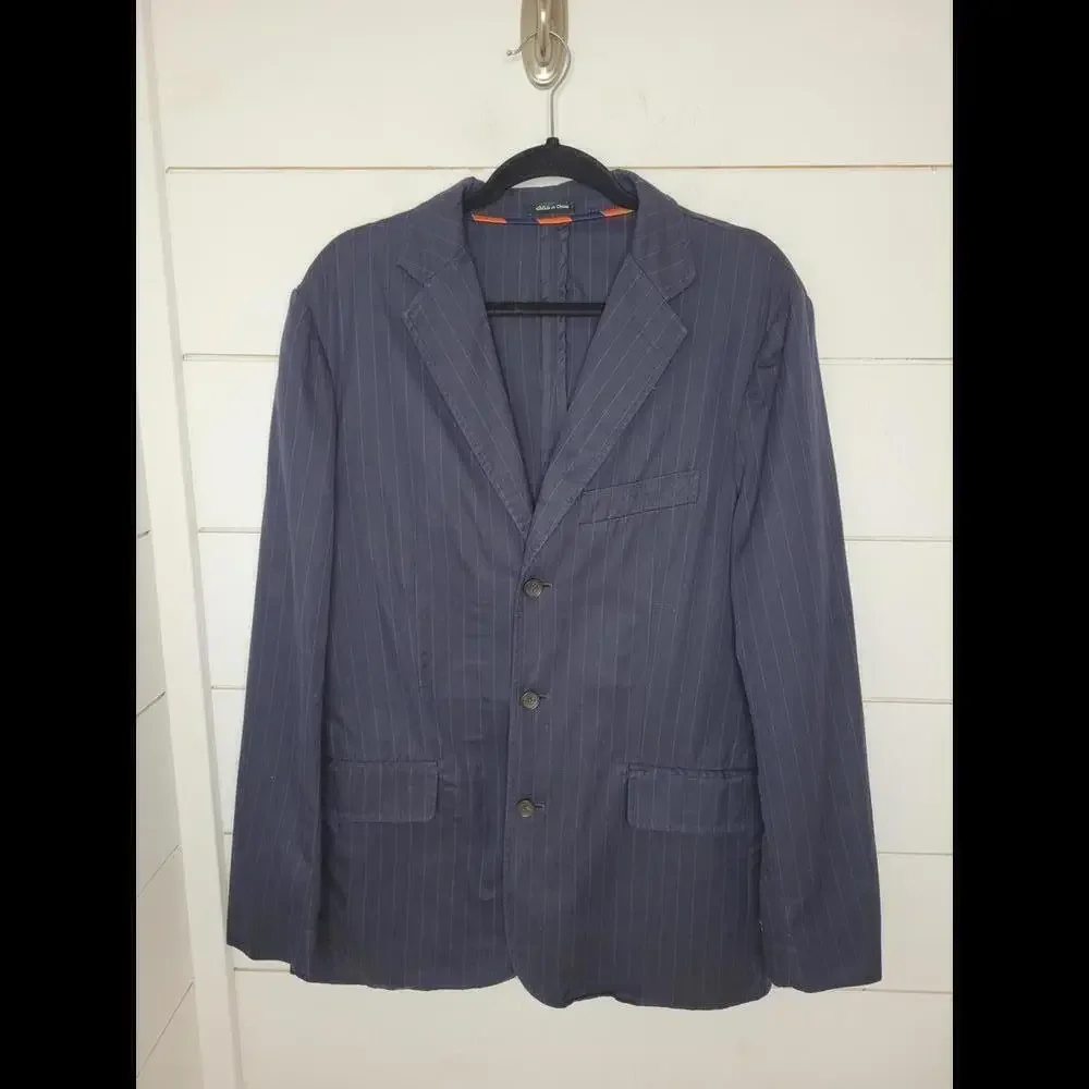 NWT J Crew 40R blue pinstripe cotton blazer. 3 button closure
